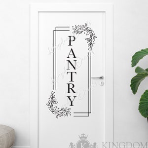 Pantry Decal | Kitchen Sticker, Farmhouse Kitchen Decor, Cabinet Door Decal, Vinyl Sticker Glass Pantry Door Organization, Pantry Wall Decal