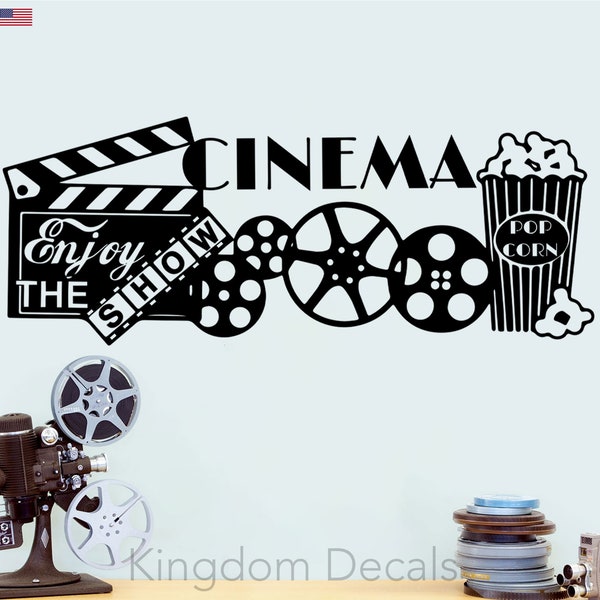 Movie Theater Decor | Home Cinema, Theater Room, Retro, Vintage, Marquee, Old School, Popcorn, Film, Vinyl, Wall Art, Sticker, Sign, Actor