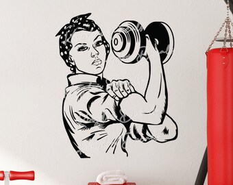 Q824 Squat Weight Fit Gym Exercise Smashed Wall Decal 3D Art Stickers Vinyl Room 