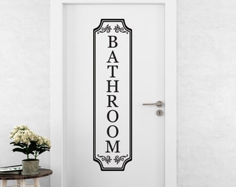 Bathroom Decal | Door Sign Sticker, Modern Sign Decor, Farmhouse, Antique Vinyl, Retro Vintage, VictorianCloset, Vertical Storage, Room Art