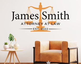 Lawyers Wall Decal | Attorney Gift Wall Sticker, Law School Graduation Gift, Law Office Decor, Attorney Gifts For Men Personalized Sign