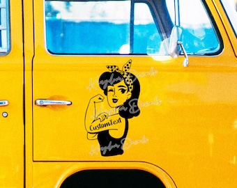 Rosie Riveter Car Decal | Vinyl Car Sticker, Custom Text, Bumper Sticker, Car Accessories, Truck Decal, Custom Vinyl Lettering, Four Wheeler