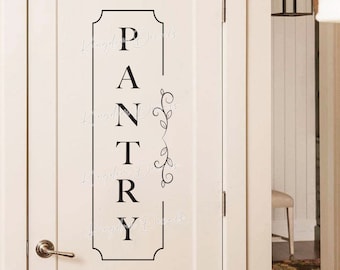 Pantry Decal | Kitchen Sticker, Farmhouse Kitchen Decor, Cabinet Door Decal, Vinyl Sticker Glass Pantry Door Organization, Pantry Wall Decal