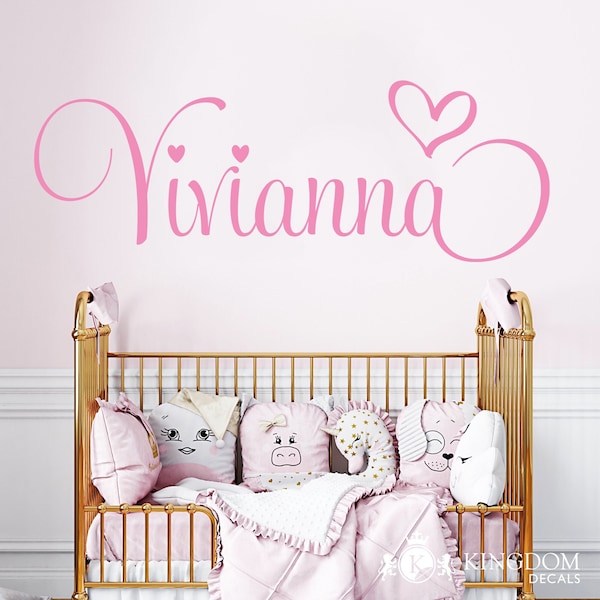 Personalized Name Wall Decal | Custom Girl Name Wall Sticker, Nursery Vinyl Lettering Decor, Kids Room Wall Decal, Baby Girls Name Decal