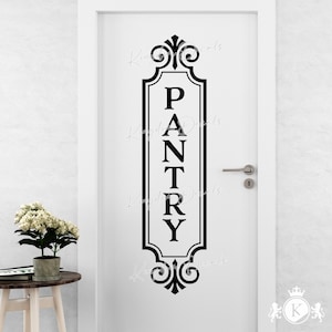 Pantry Decal | Kitchen Sticker, Farmhouse Kitchen Decor, Cabinet Door Decal, Vinyl Sticker Glass Pantry Door Organization, Pantry Wall Decal