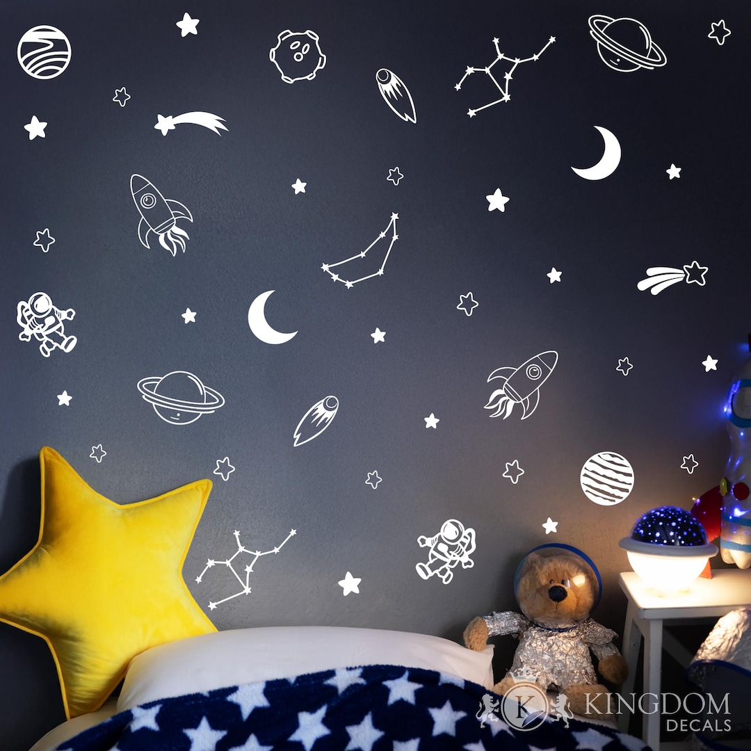Space Wall Decals: Stars, Planets, Rocket Stickers - Kids Room Decor - Etsy