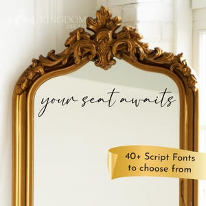 Your Seat Awaits Wedding Sign Vinyl Decal | Wedding Decal, Wedding Seating Sticker, Wedding sign, Mirror Sticker For Seating Vinyl Lettering