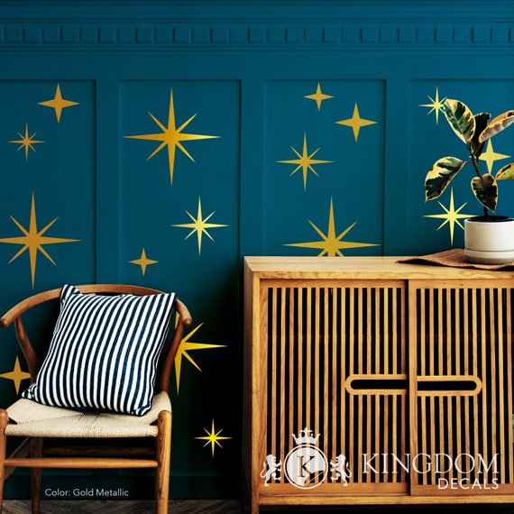 Retro Wall Decal Home Decor Set of 35 Stars Star Pattern Wall Decal Retro Starburst Wall Decal