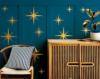 Retro Starburst Wall Decals: Mid-Century Modern Vinyl Stickers