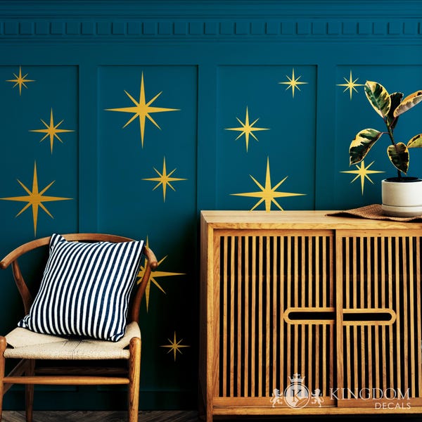 Retro Starburst Wall Decals: Mid-Century Modern Vinyl Stickers