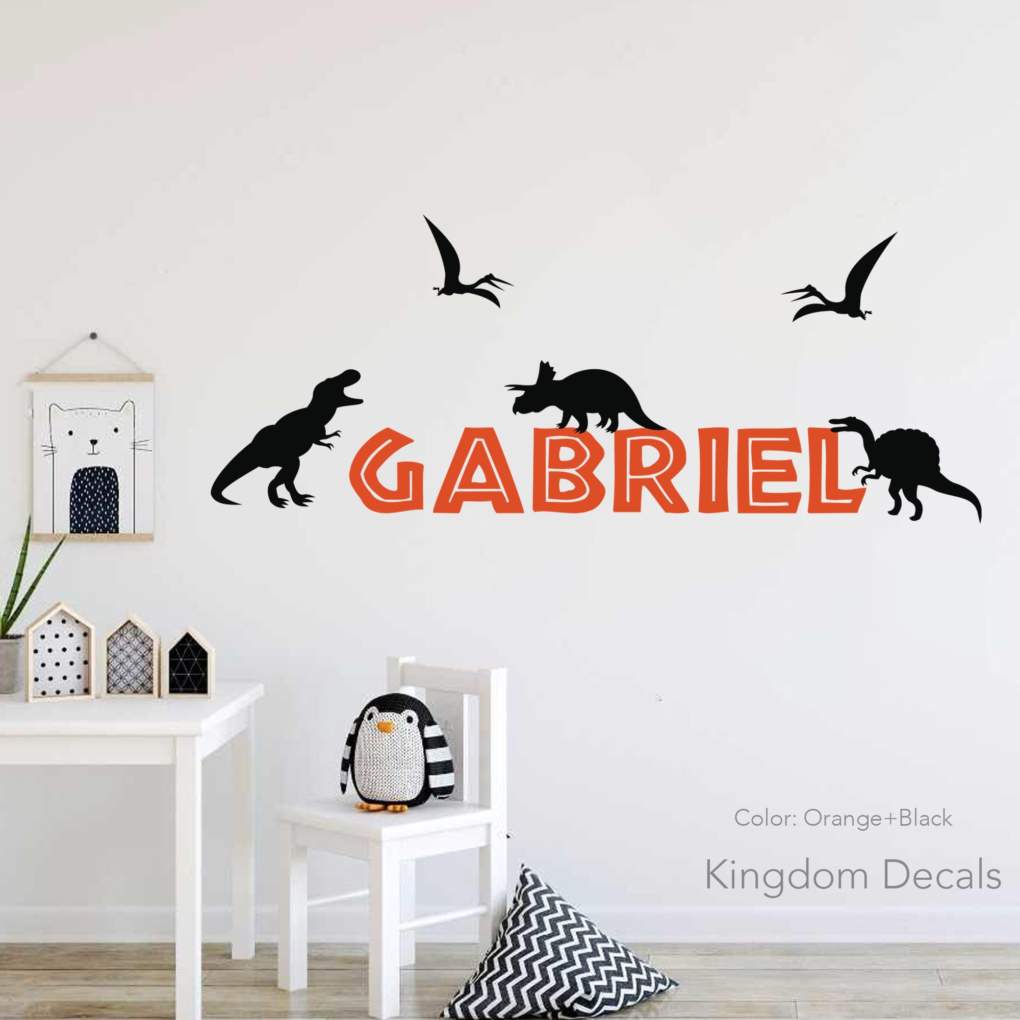 Dinosaur Name Wall Decal Dinosaur Nursery Personalized Wall Etsy