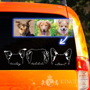 Dog Ear Car Decal | Dog Ear Outline Sticker, Custom Dog Name Decal, Dog Mom Car Decal, Dog Car Decal, Dog Lover, Custom Pet Ears Car Sticker