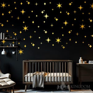 Stars Wall Decal | Sparkly Starburst Wall Decal, Mid Century Modern Wall Sticker, Retro Starburst Decal, Vintage Home Decor Stars Decal