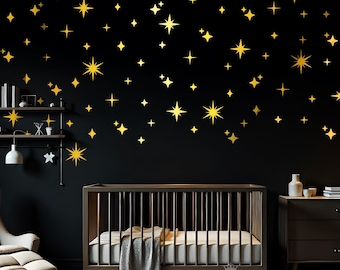 Calcomanía de pared con estrellas Starburst / Decoración retro moderna de mediados de siglo