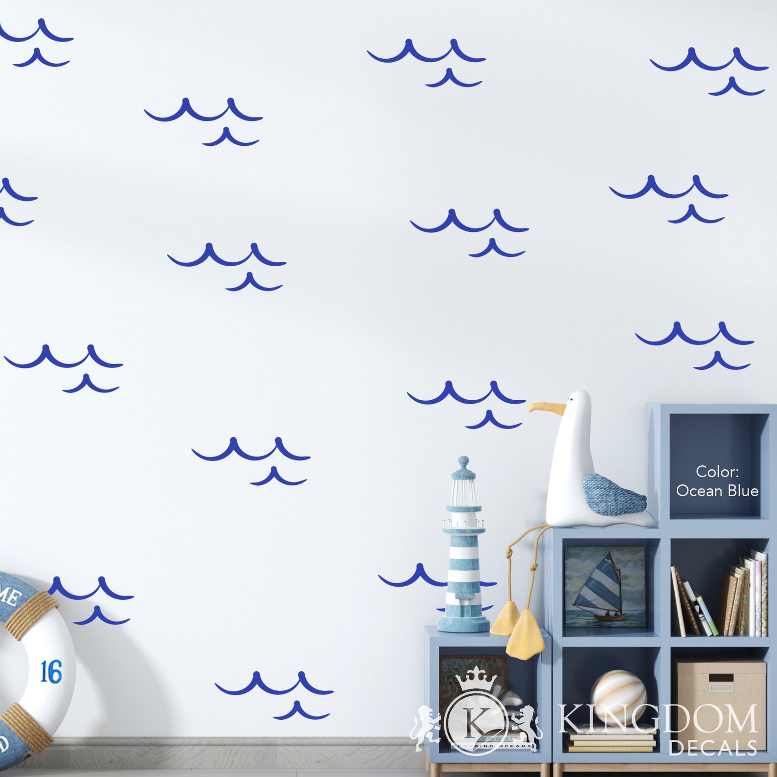 Wave Wall Decal Ocean Wall Sticker Nautical Wall Decor Etsy