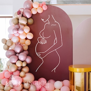 Naklejka ścienna z sylwetką kobiety w ciąży | Naklejka na baby shower, dekoracje na przyjęcie z okazji ujawnienia płci, dekoracje na przyjęcie z okazji baby shower dla ciężarnej mamy