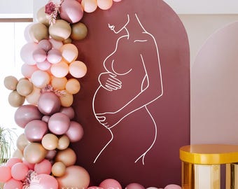 Pregnant Woman Silhouette Wall Decal: Baby Shower Decor