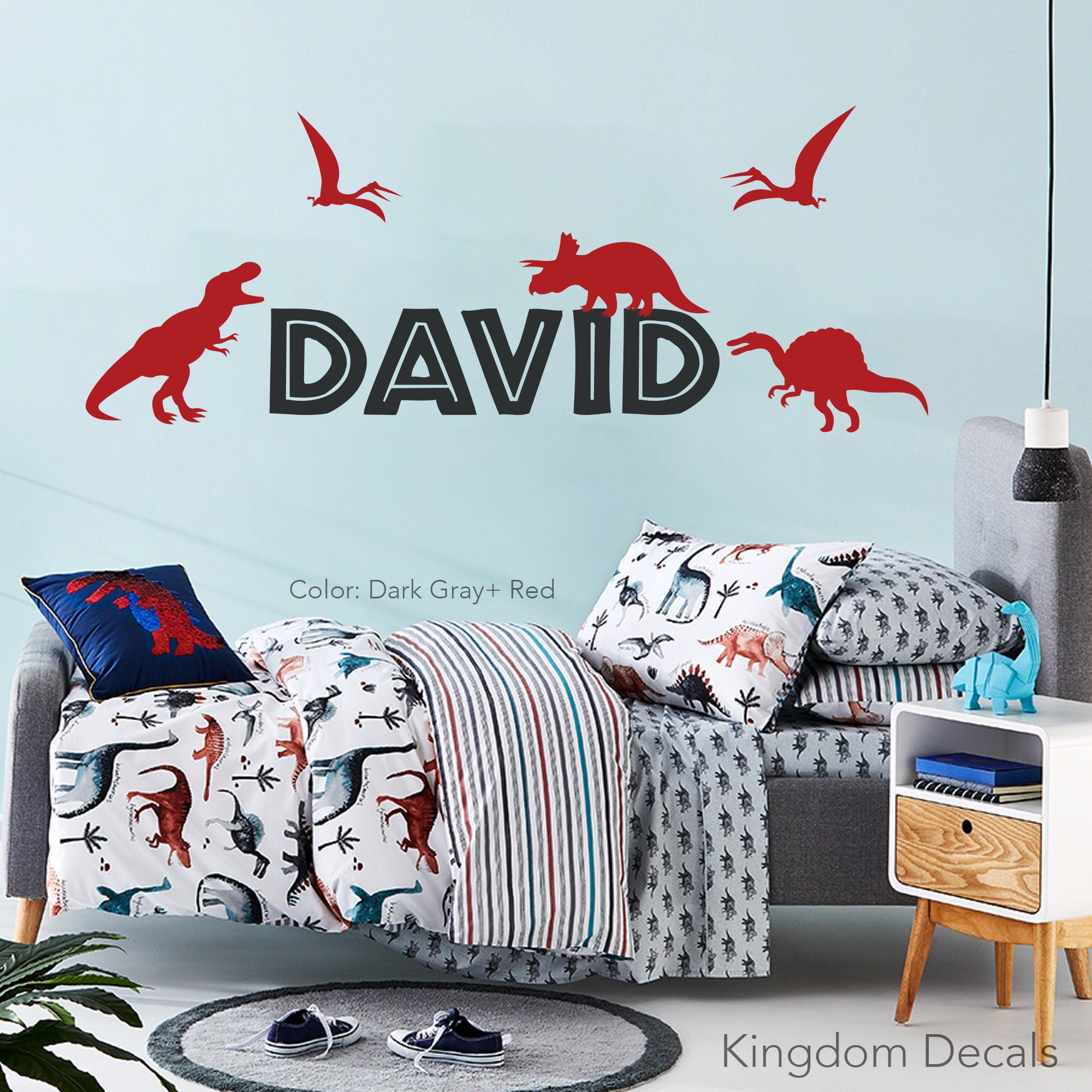 Dinosaur Name Wall Decal Dinosaur Nursery Personalized Wall Etsy