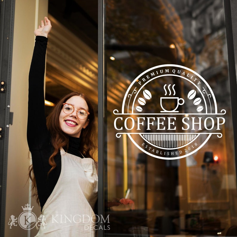 Custom Business Logo Decal | Personalized Storefront Vinyl Sticker, Create Your Own Business Window Decal, Custom Store Window Vinyl Decal image 1