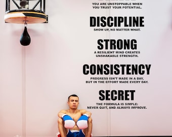 Motivational Gym Wall Decal | Fitness Quote Vinyl Sticker