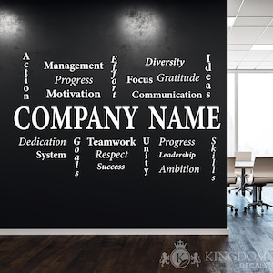 Large Custom Business Name Wall Decal | Office Wall Sticker, Office Wall Art, Teamwork Wall Decal, Motivational Business Quote Wall Decal