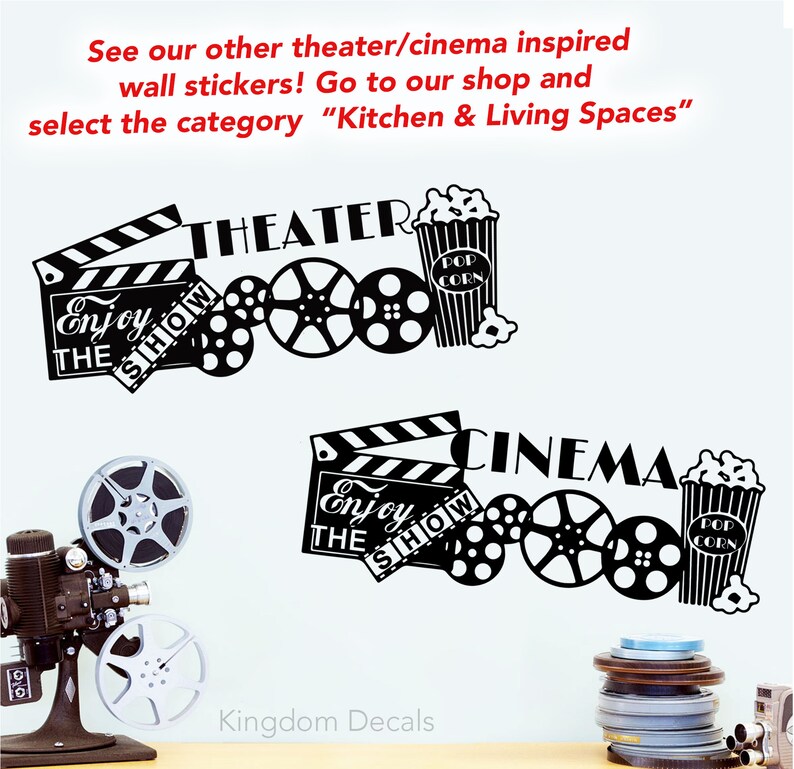 Movie Wall Decal Home Theater Decor Wall Sticker Cinema Etsy