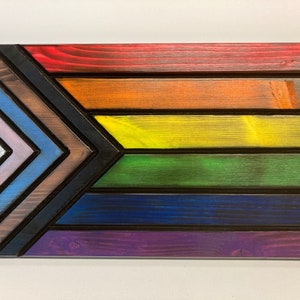 Wooden Inclusive Progress Pride Flag