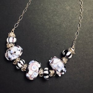 Necklace - Dark Purple, White
