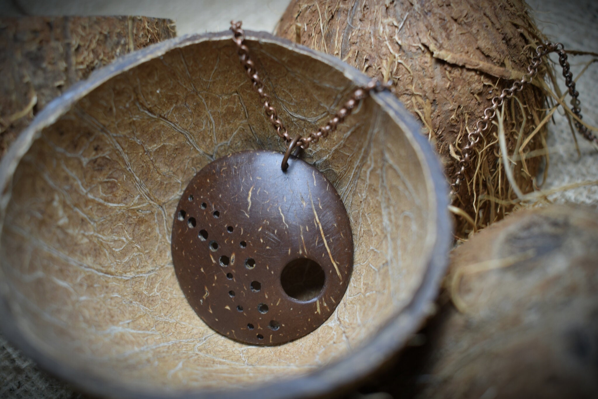 Handmade Pendant Necklace Coconut Shell Boho Jewelry Etsy