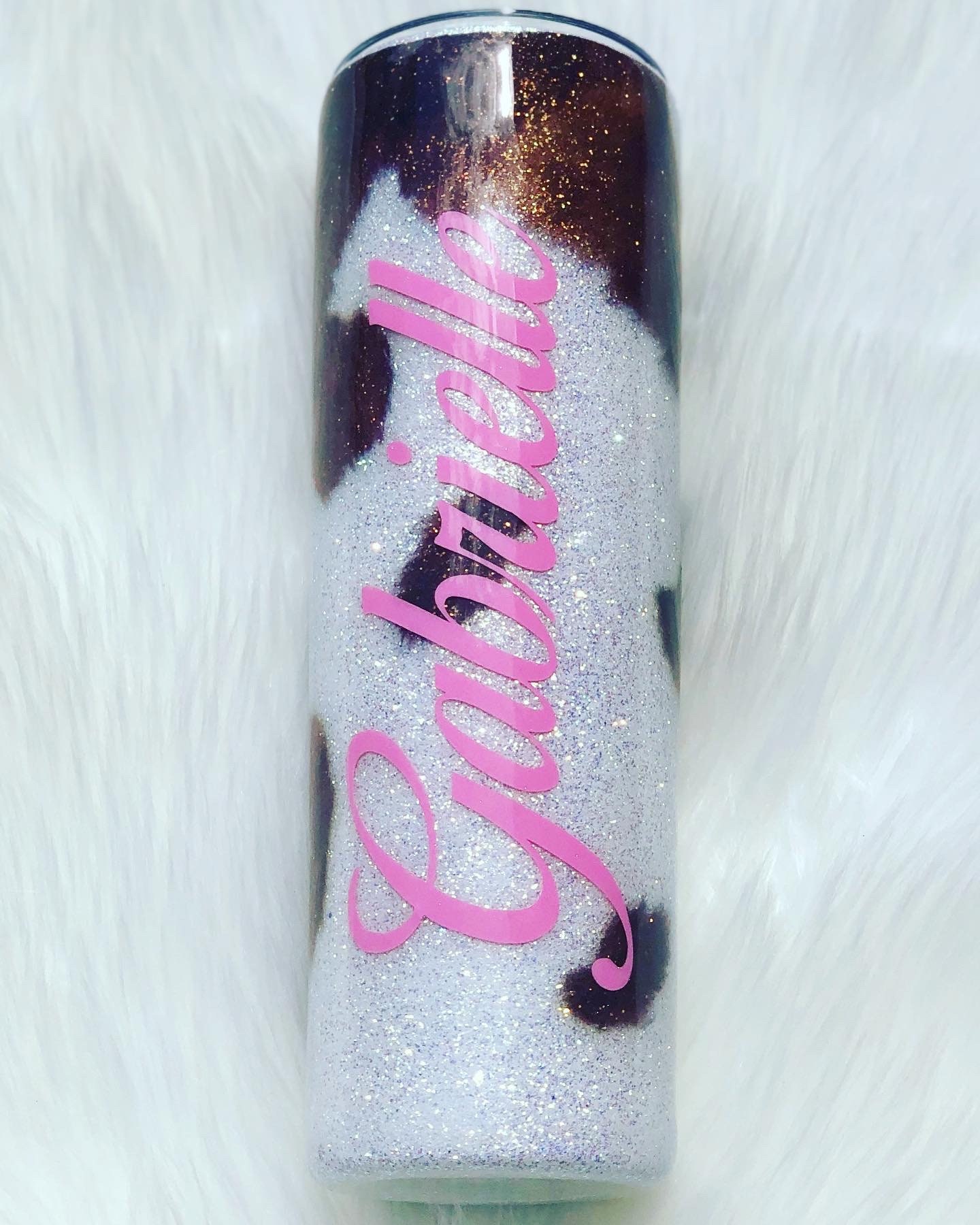 Cowhide Glitter Tumbler Etsy