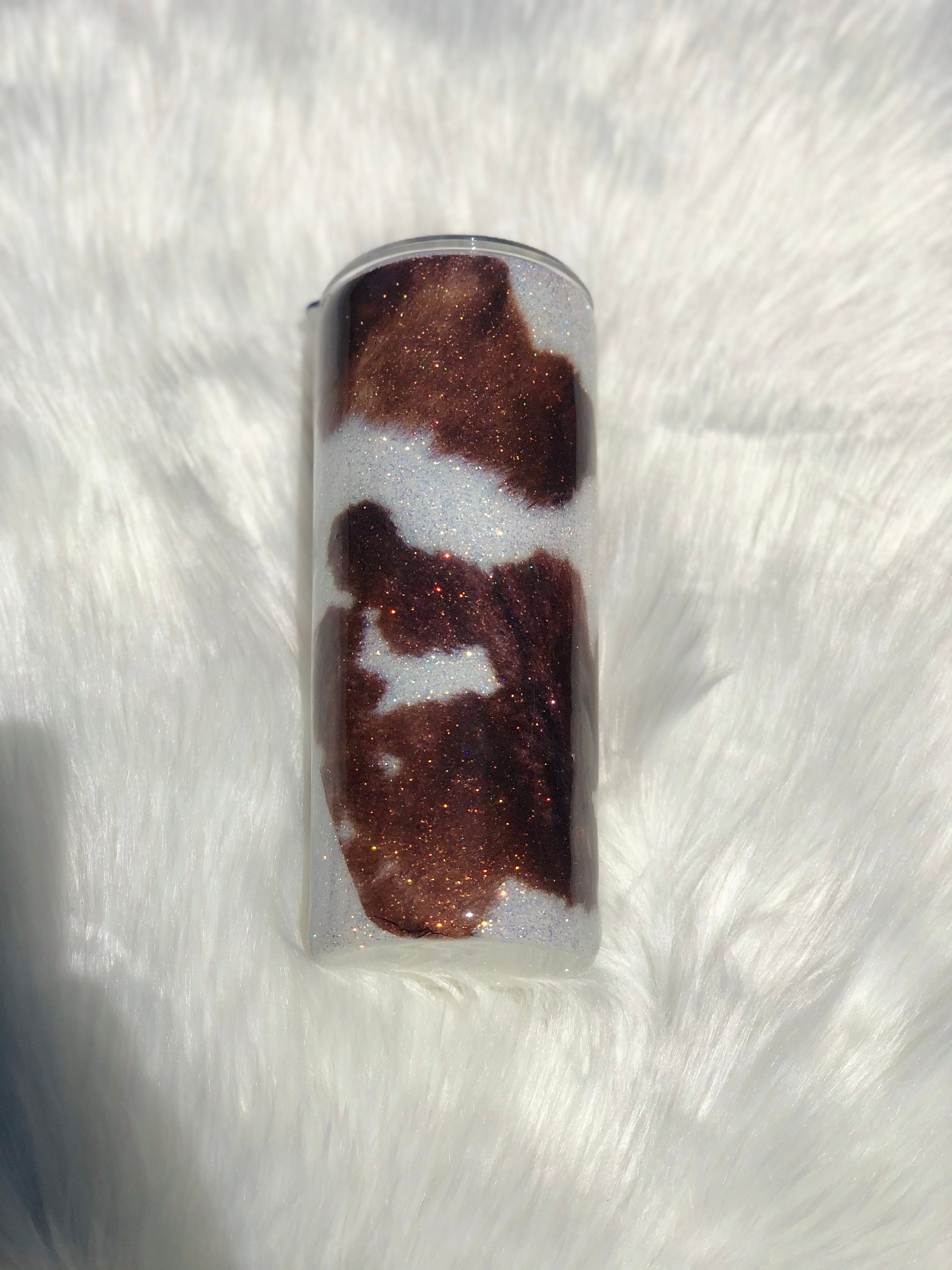 Cowhide Glitter Tumbler Etsy