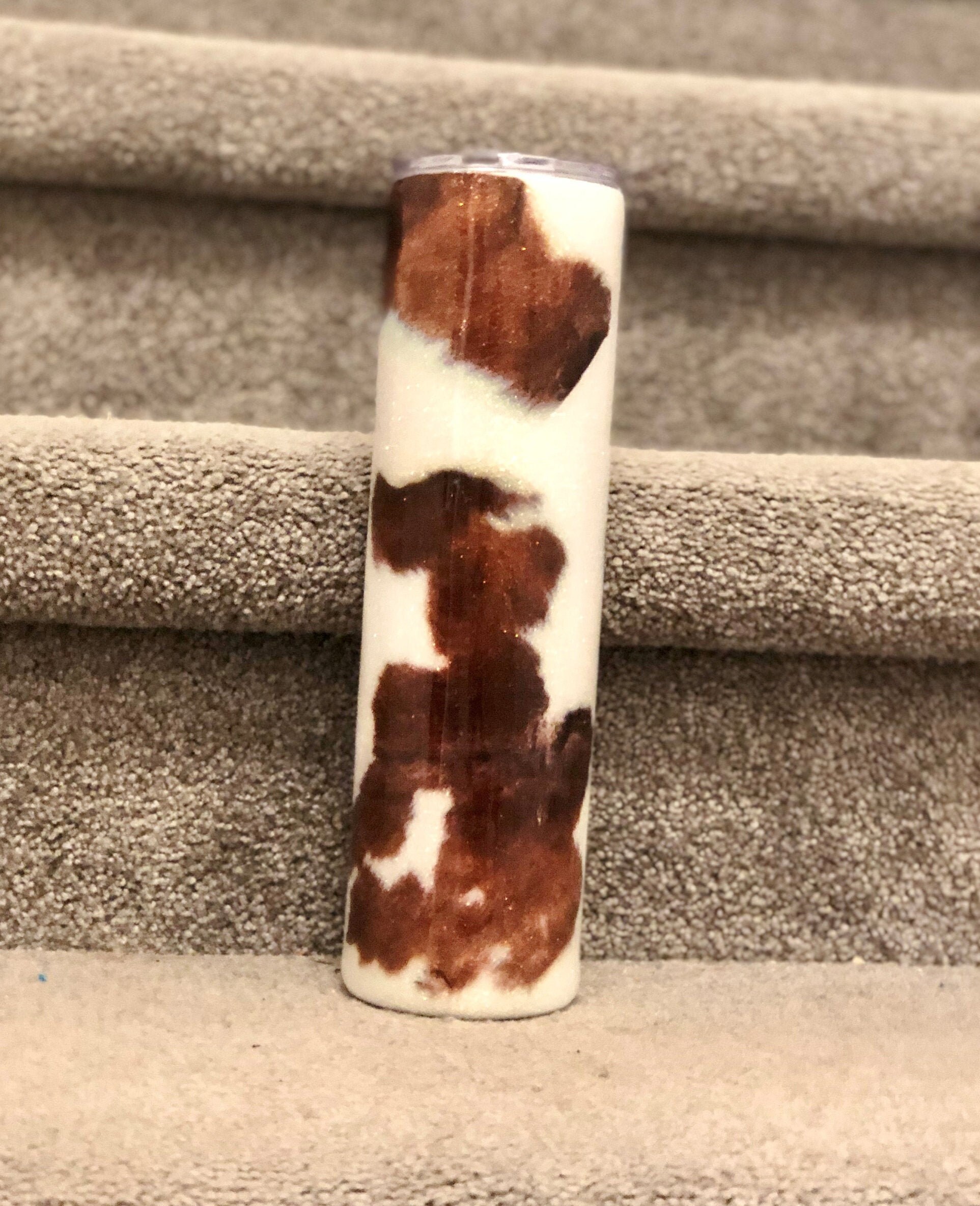 Cowhide Glitter Tumbler Etsy