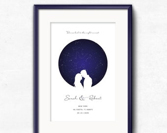 Couple STAR MAP | Wedding Night Sky Print | Personalized Constellation Map | Star Chart | Star Map by date | Printable | Digital download