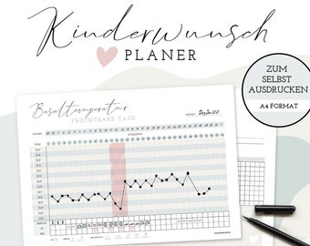 Kinderwunsch Planer zum Ausdrucken | Eisprung Planer | Baby Planer | Schwangerschafts-Planner | 10 Seiten