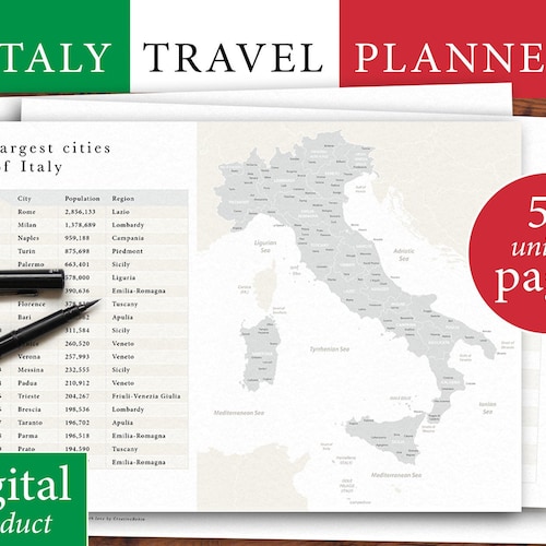 Printable ITALY TRAVEL PLANNER Italy Trip Planner Map of Etsy
