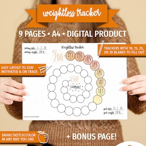PRINTABLE Weight Loss Tracker | Weight Log | Weightloss Journey Journal | Weight Chart Counter