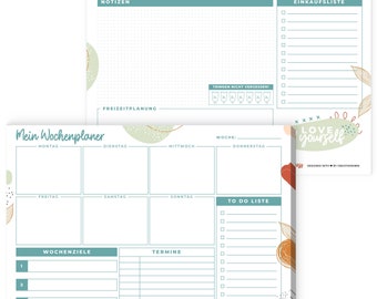 Weekplanner blok A4 • 50 vellen • Praktische onderlegger van papier • To do lijst • Dagplanner • Afsprakenplanner & boodschappenlijst