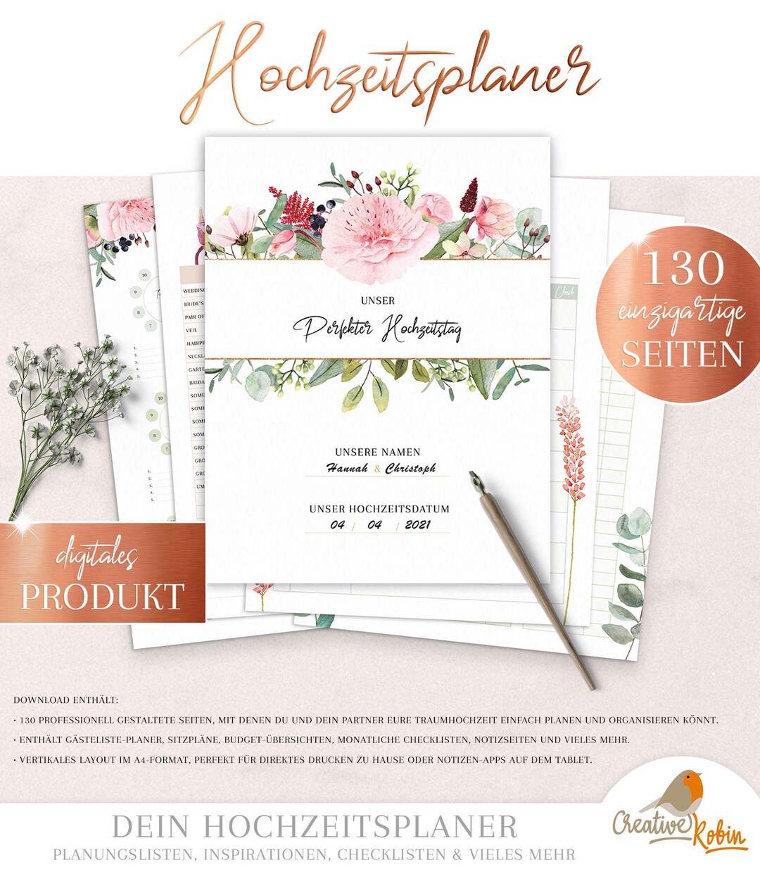 HOCHZEITSPLANER Zum Ausdrucken Hochzeitsplanung DIY Trauzeugin Planer