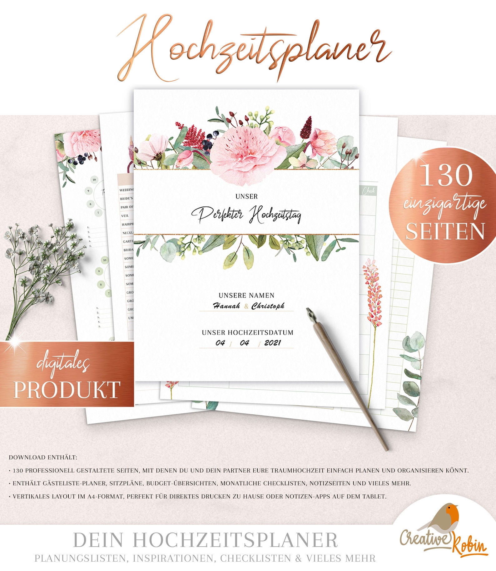 HOCHZEITSPLANER zum Ausdrucken • Hochzeitsplanung DIY • Trau&hellip;