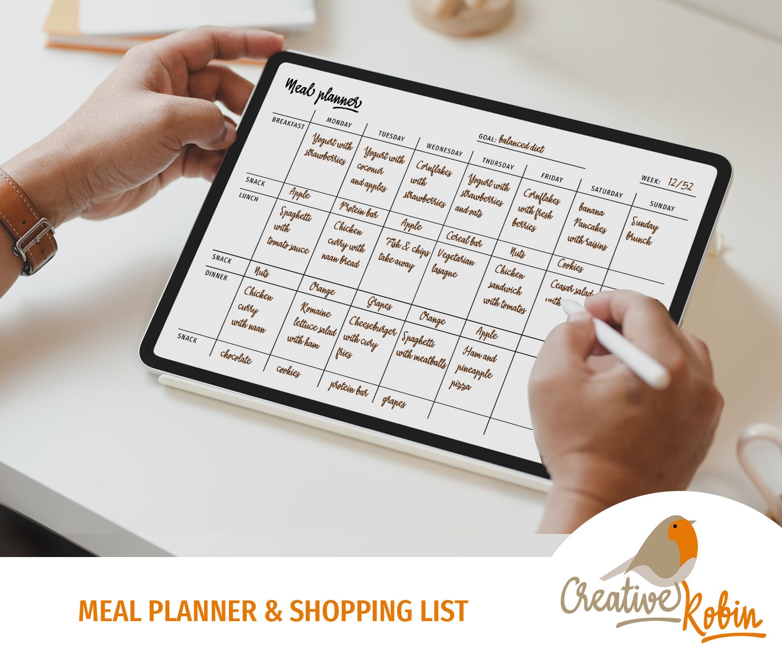 Meal Planner Food With Shopping Checklist PDF Meal - Etsy