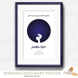 Baby Birth STAR MAP | Personalized Constellation Map | Night Sky Print | Sky Map Printable | Star Chart | Star Map by date | Digitaldownload