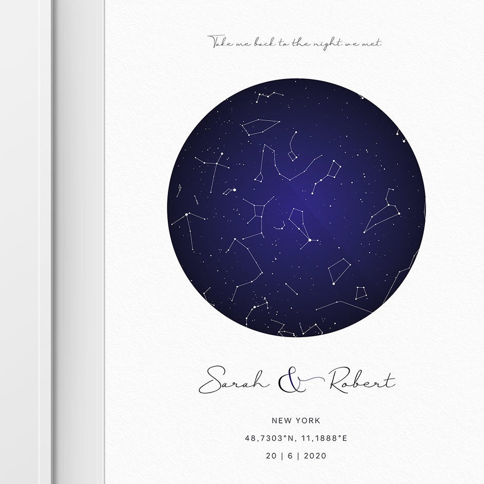 Custom Star Map Personalized Constellation Map Night Sky Print Star ...