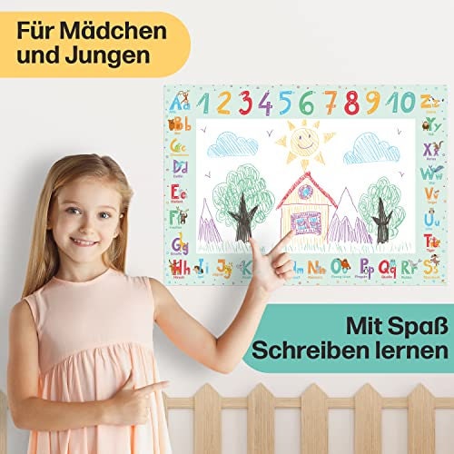 ABC Malunterlage Kinder | A3 Malblock zum ABC lernen | 25 Blatt