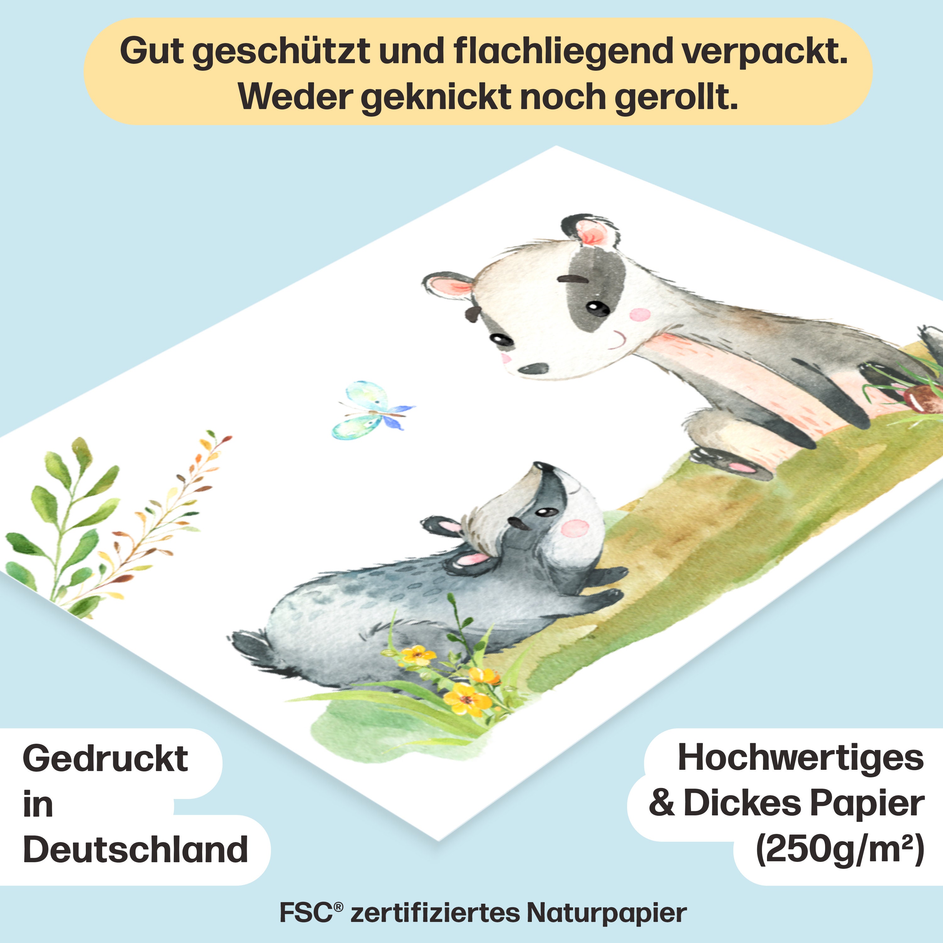 WEZADUK Decorazione artistica da parete con animali del bosco, poster