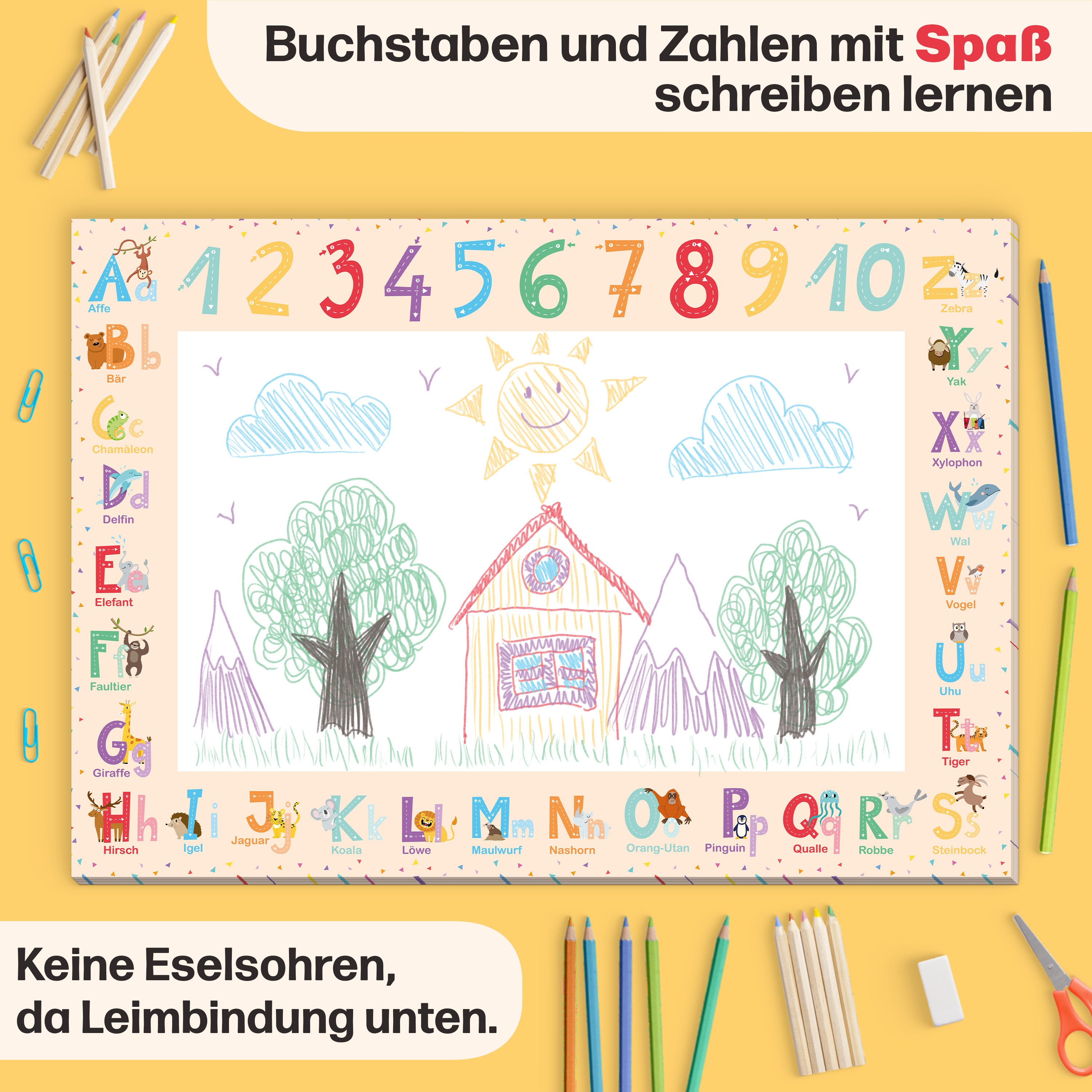ABC Malunterlage Kinder | A3 Malblock | 50 Blatt | CreativeRobin