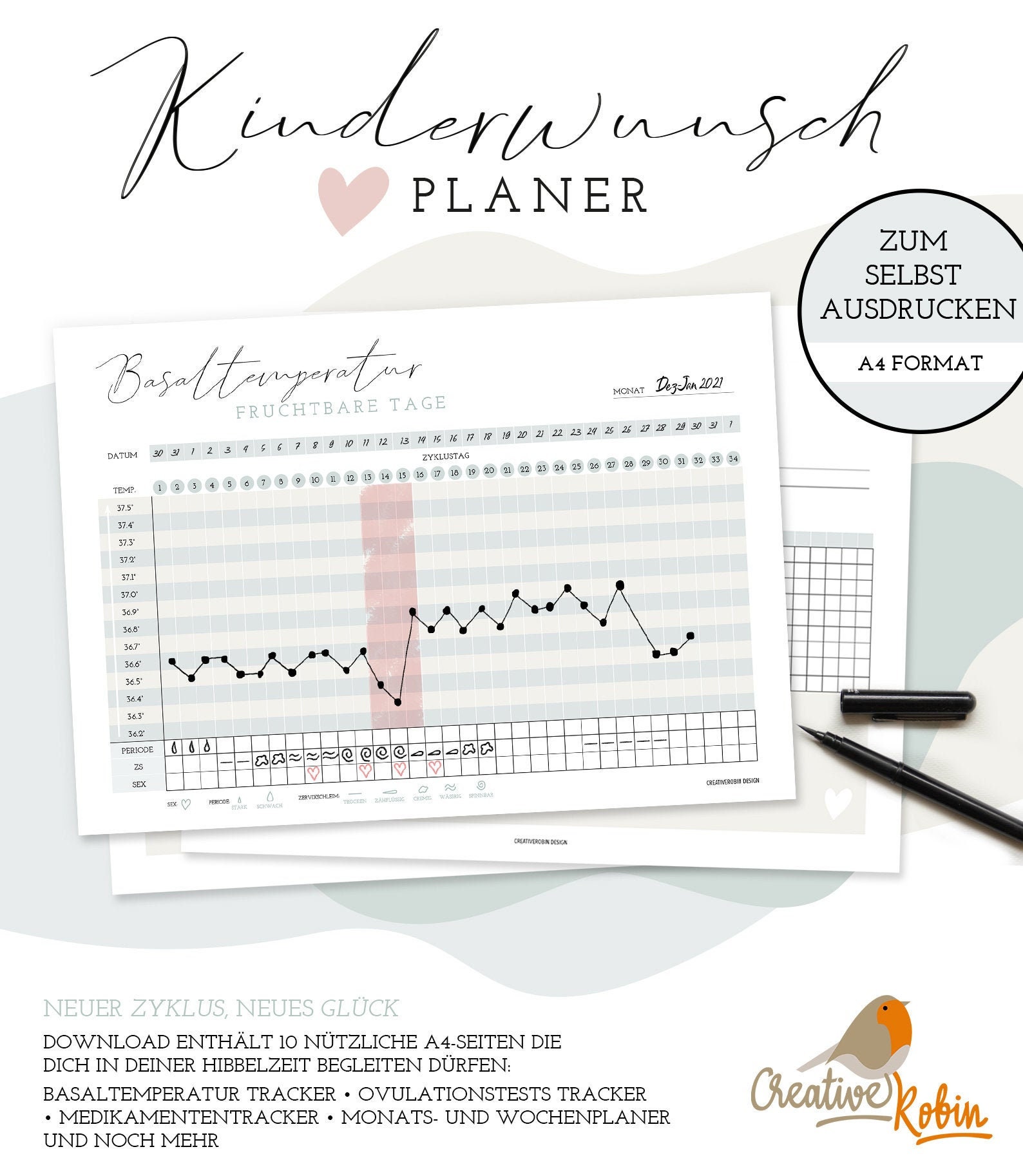 Kinderwunsch Planer Zum Ausdrucken Eisprung Planer Baby Etsy
