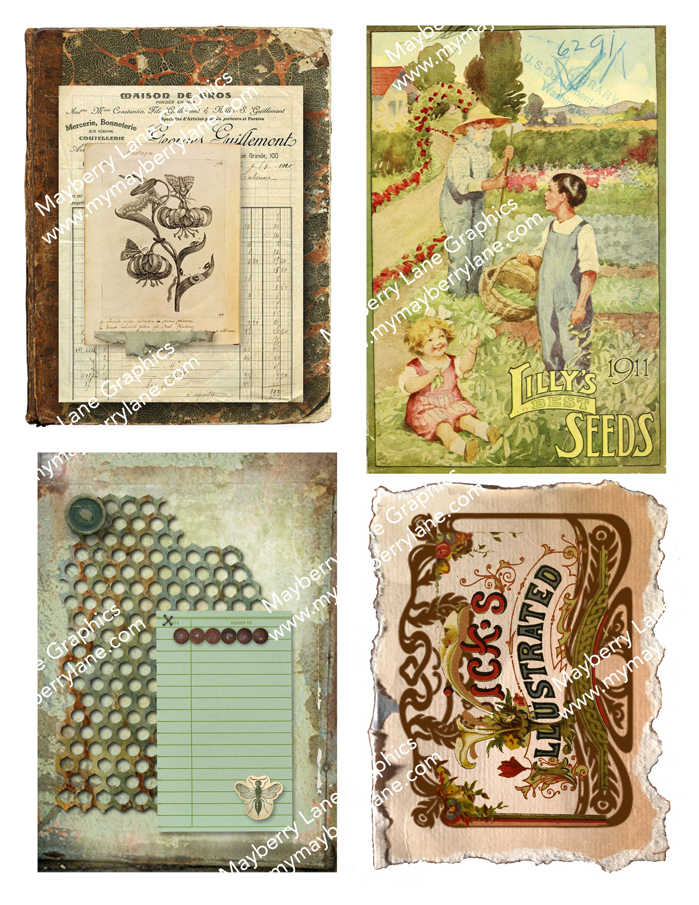 Green Ephemera pack 1 Vintage artwork for journals Etsy