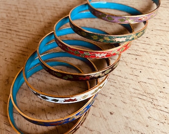 Cloisonné Flat Vintage 7 Bangles set