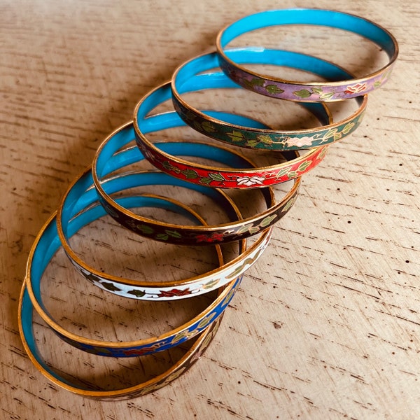 Cloisonné Flat Vintage 7 Bangles set