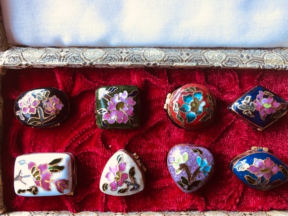 Vintage Cloisonné 8 pc/set collectible boxes